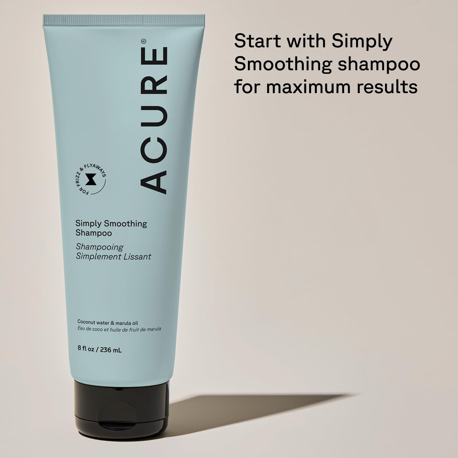 Marula oil and coconut water ingredients displayed with Acure for natural hydration benefit