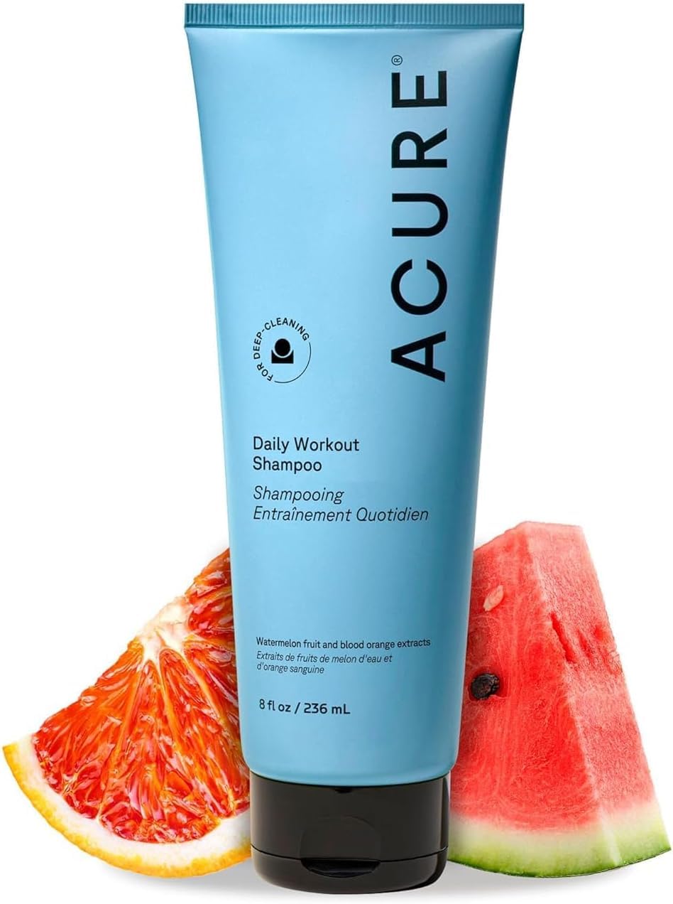 Acure shampoo front packaging showing bright watermelon label and benefits