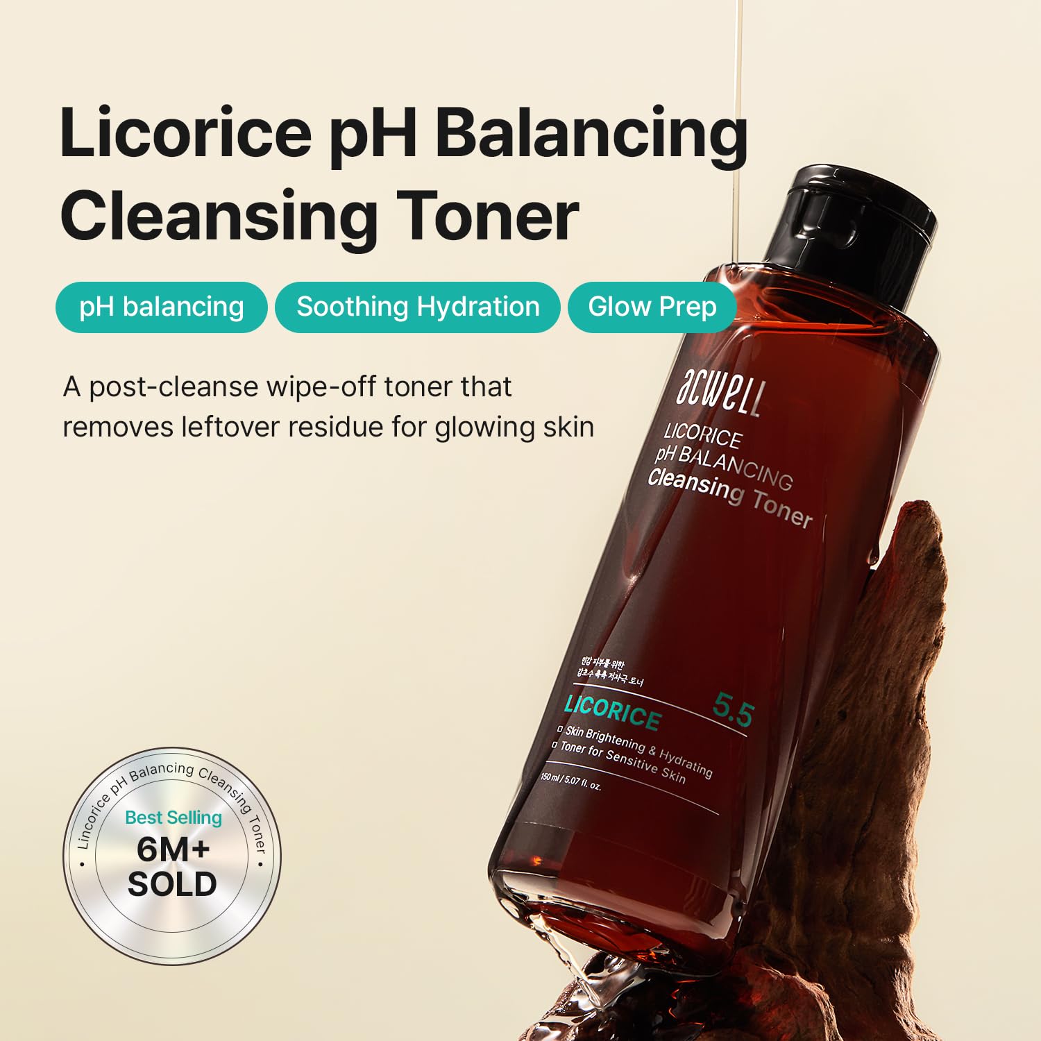 ACWELL back label close-up listing ingredients and usage benefits