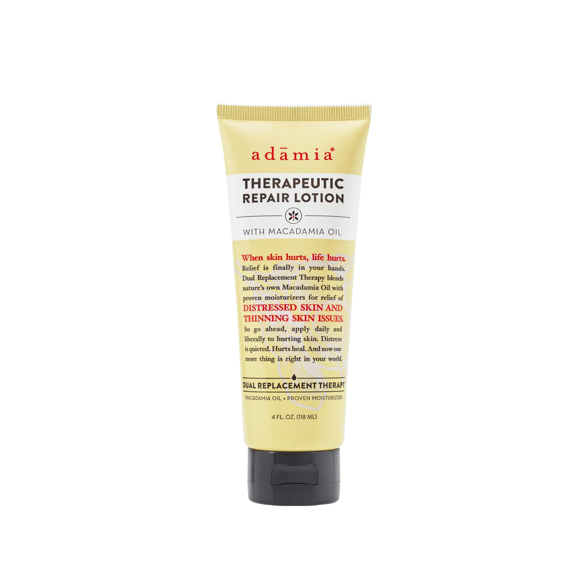 Adamia front of tube showing product name and benefits for quick selection