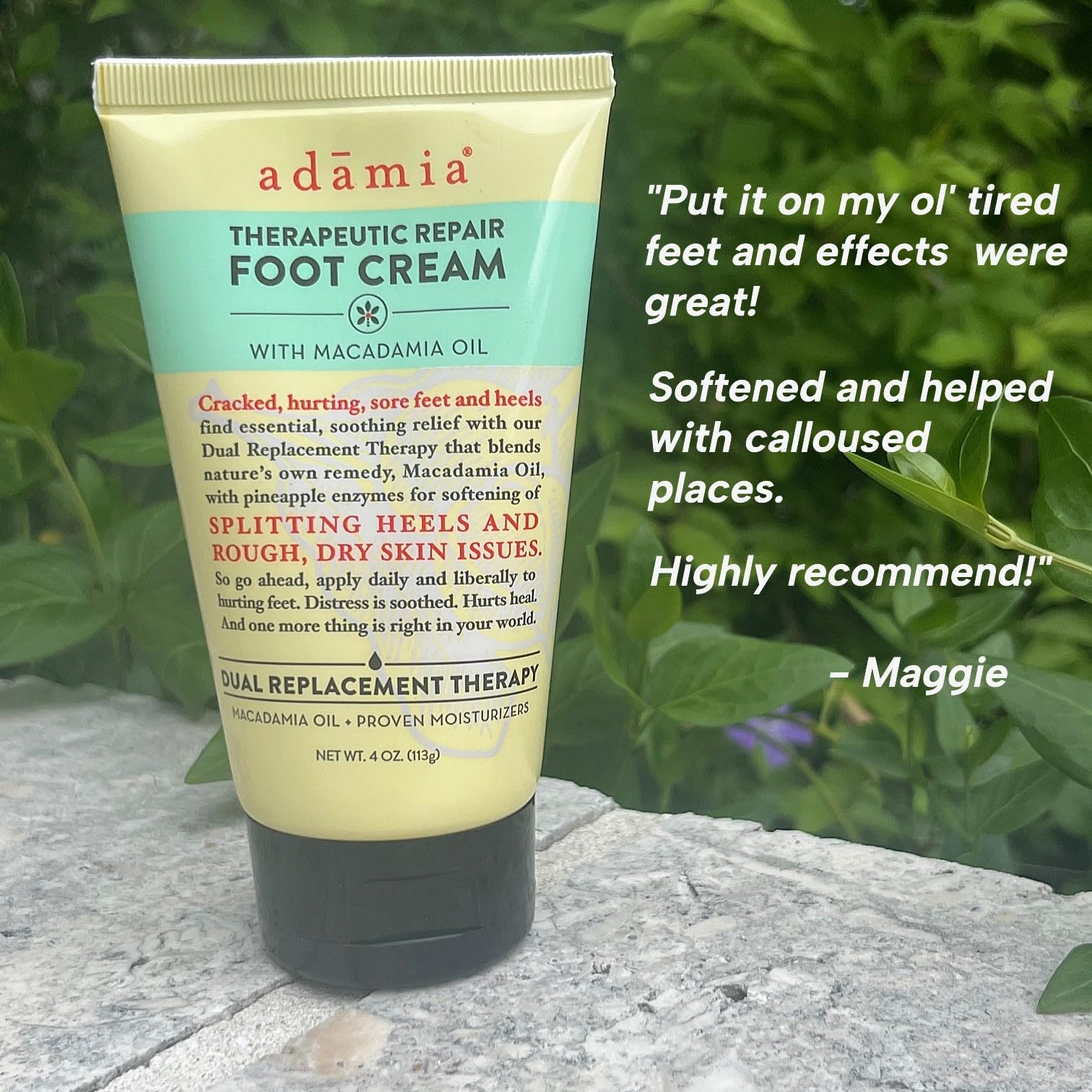 Adamia ingredient label close-up highlighting clean formulation