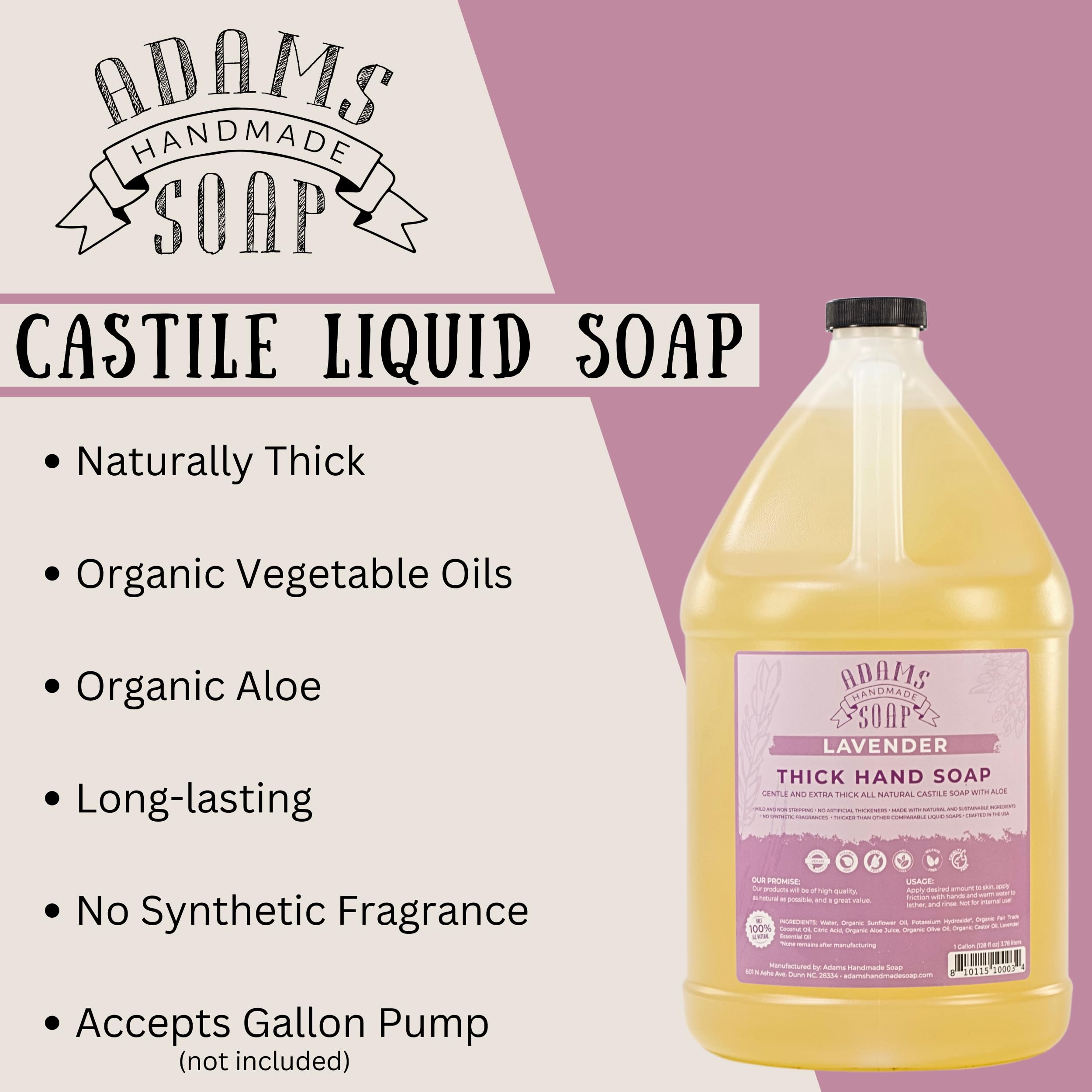 Adams Handmade Soap being poured into a dispenser at sink for easy refilling