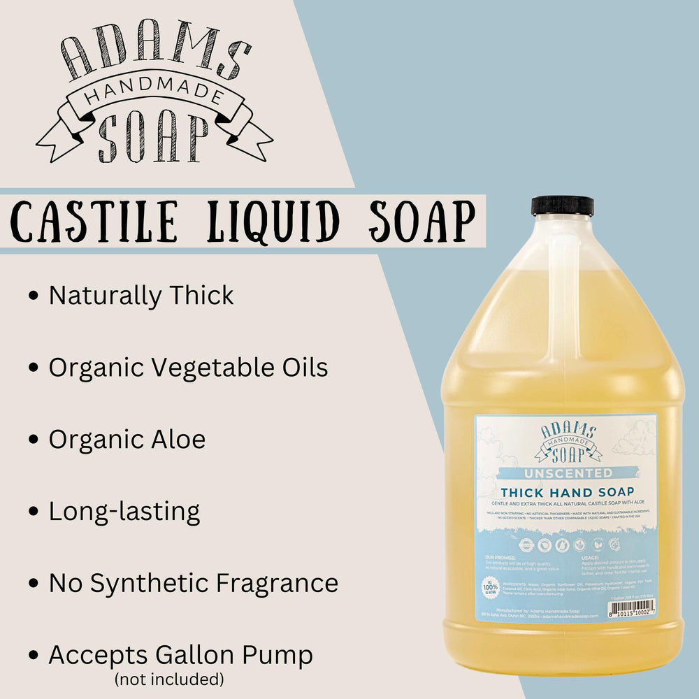 Adams Handmade Soap dispensing into a pump bottle for eco-friendly refill