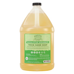 Adams Handmade Soap gallon front label showing eucalyptus spearmint and organic benefits