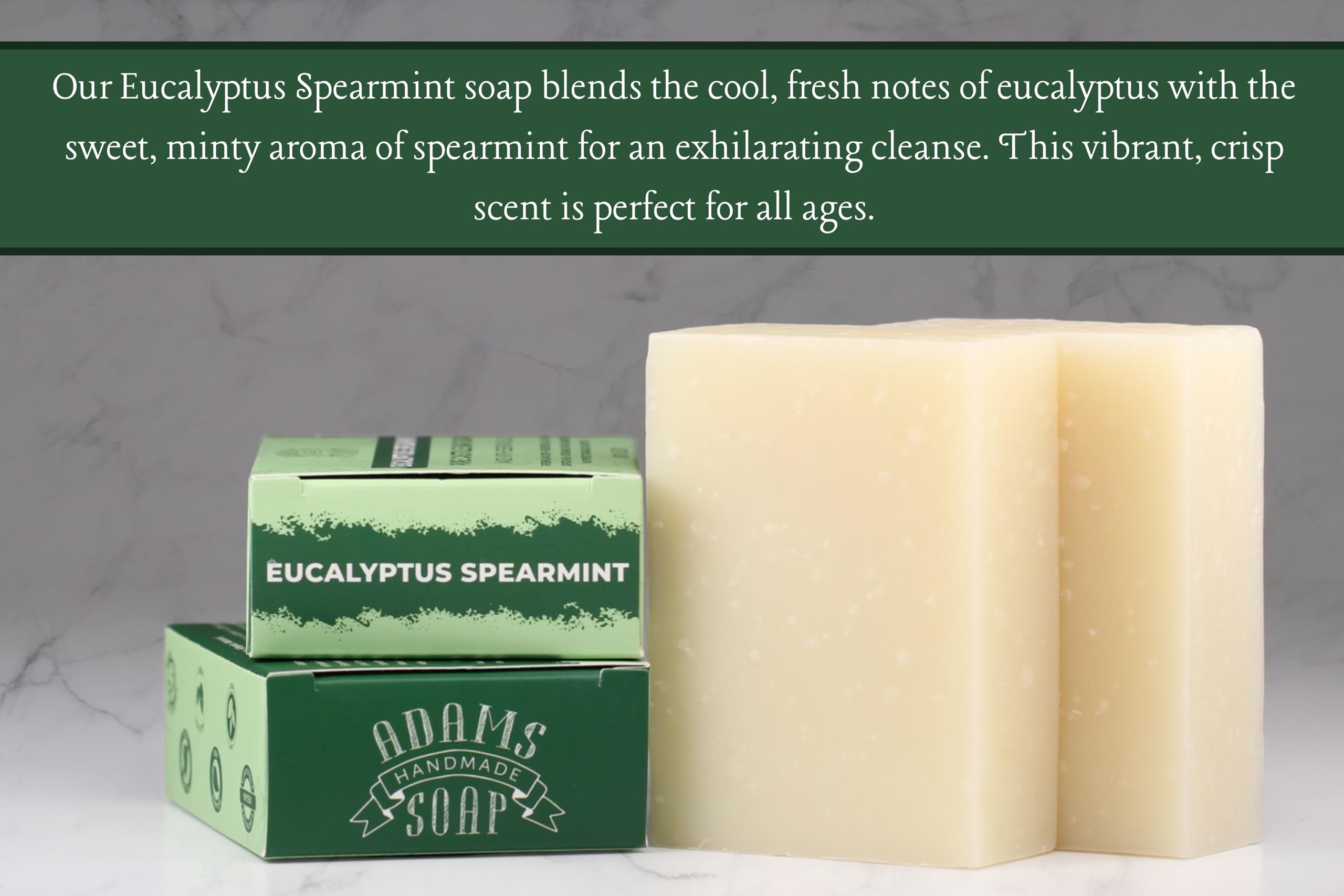 Adams Handmade Soap bar in hand showing 4.5 oz scale and travel-friendly size