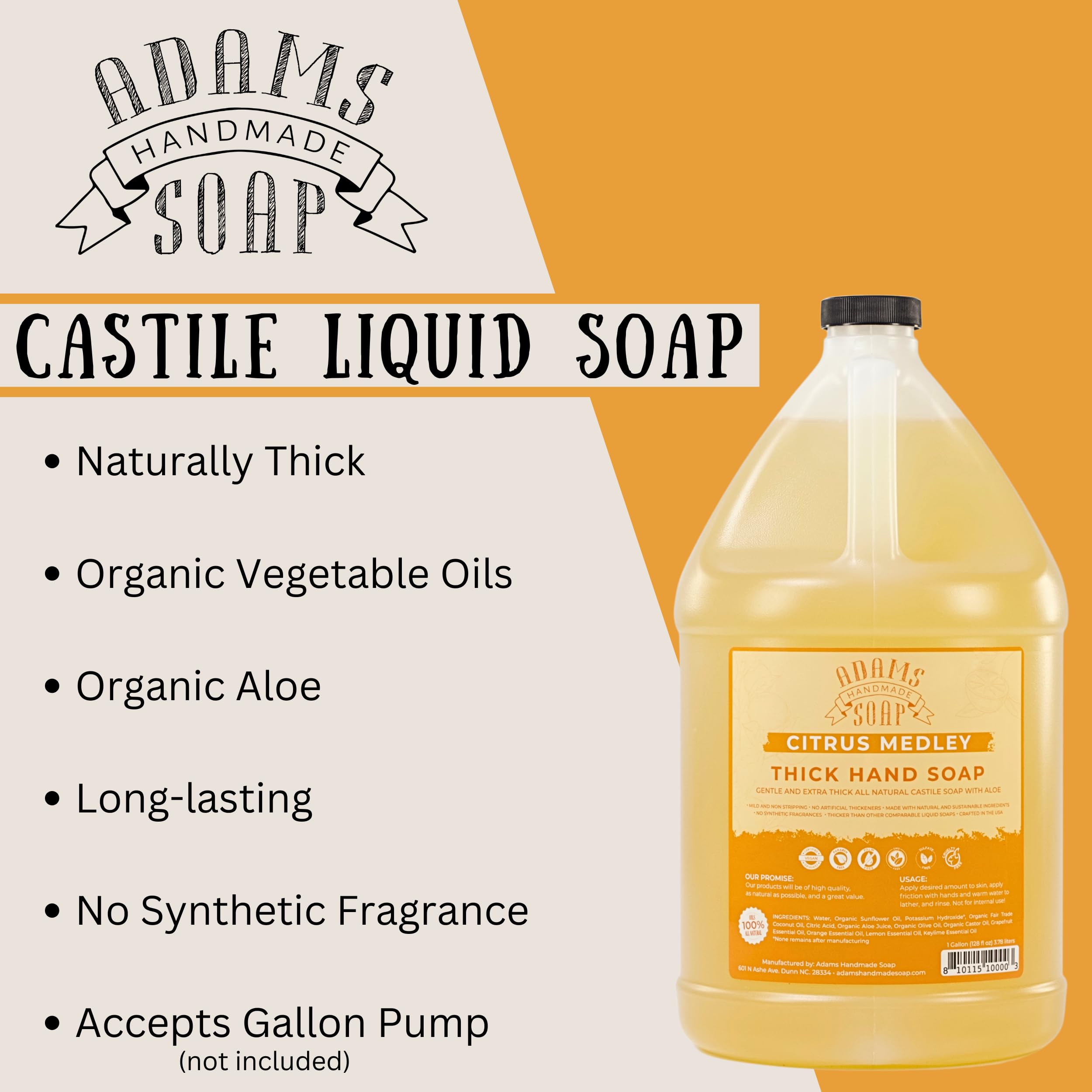 Adams Handmade Soap being poured into a dispenser in kitchen for easy refills