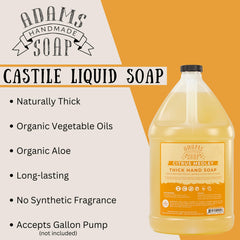 Adams Handmade Soap being poured into a dispenser in kitchen for easy refills