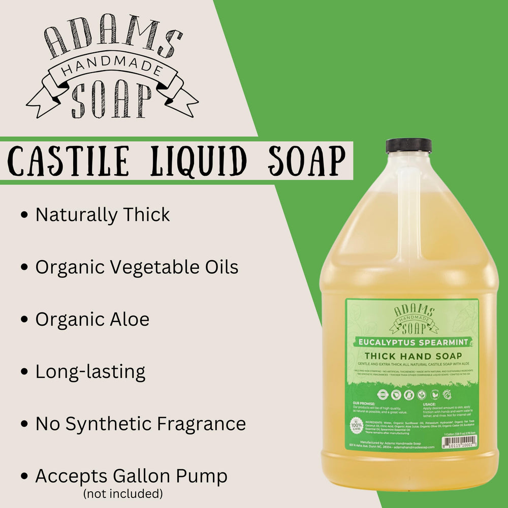 Adams Handmade Soap being poured into a foaming dispenser for economical refills