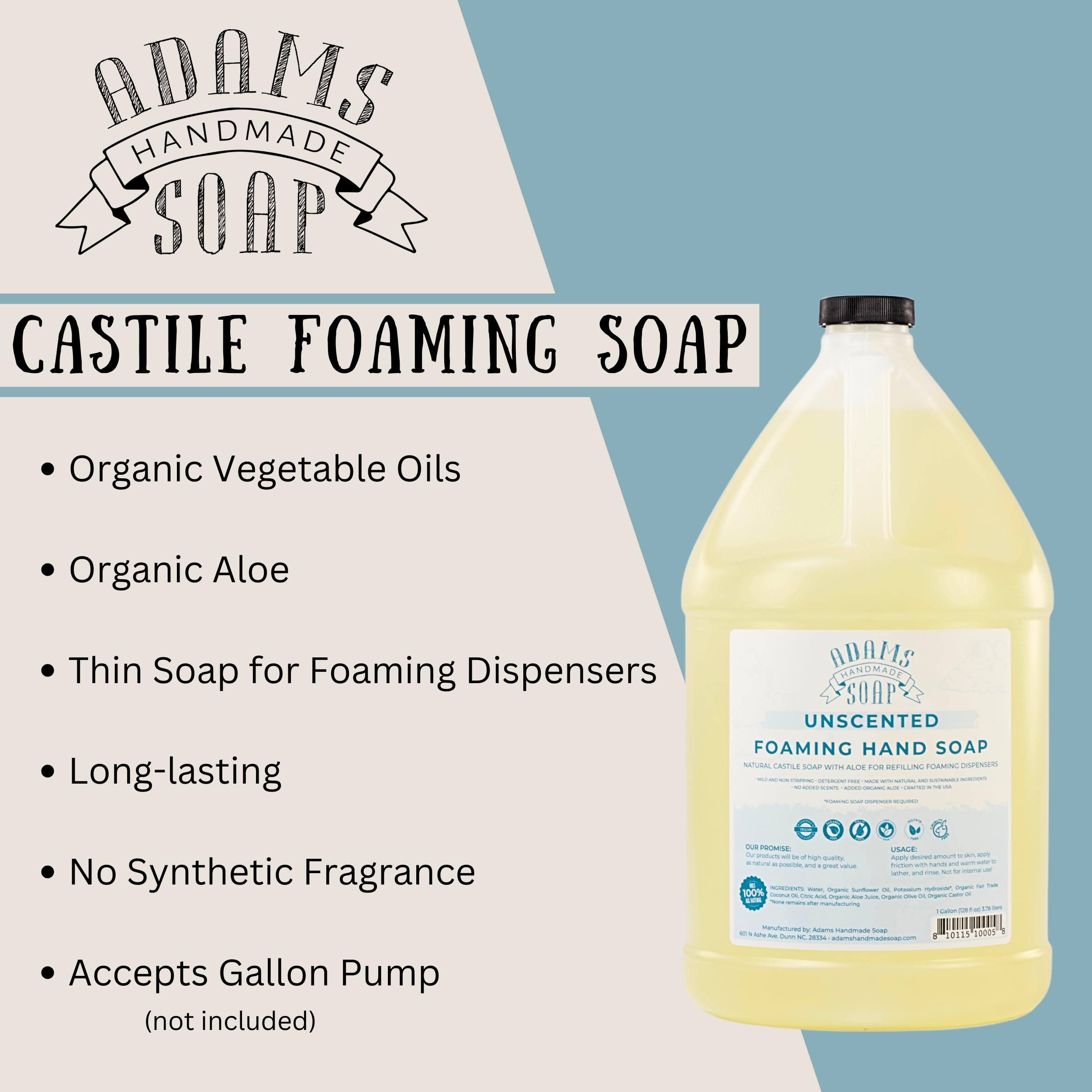 Adams Handmade Soap refilling a foaming dispenser demonstrating waste reduction