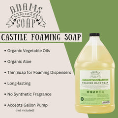 Adams Handmade Soap being poured into a foaming dispenser illustrating convenient refill and reduced waste