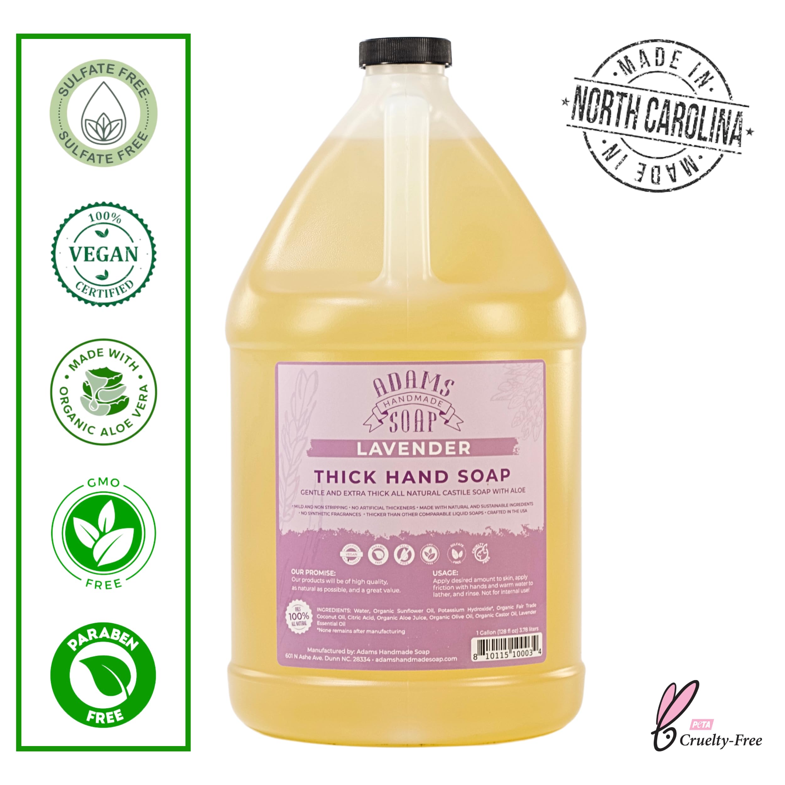 Adams Handmade Soap thick lavender castile liquid pour close-up shows rich texture