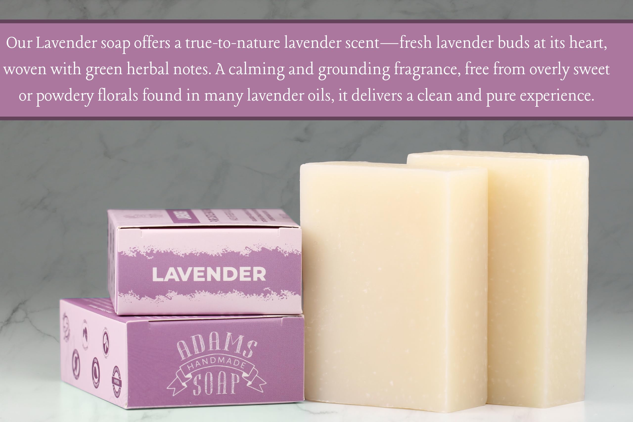 Adams Handmade Soap bar in hand lathering, illustrating gentle cleansing