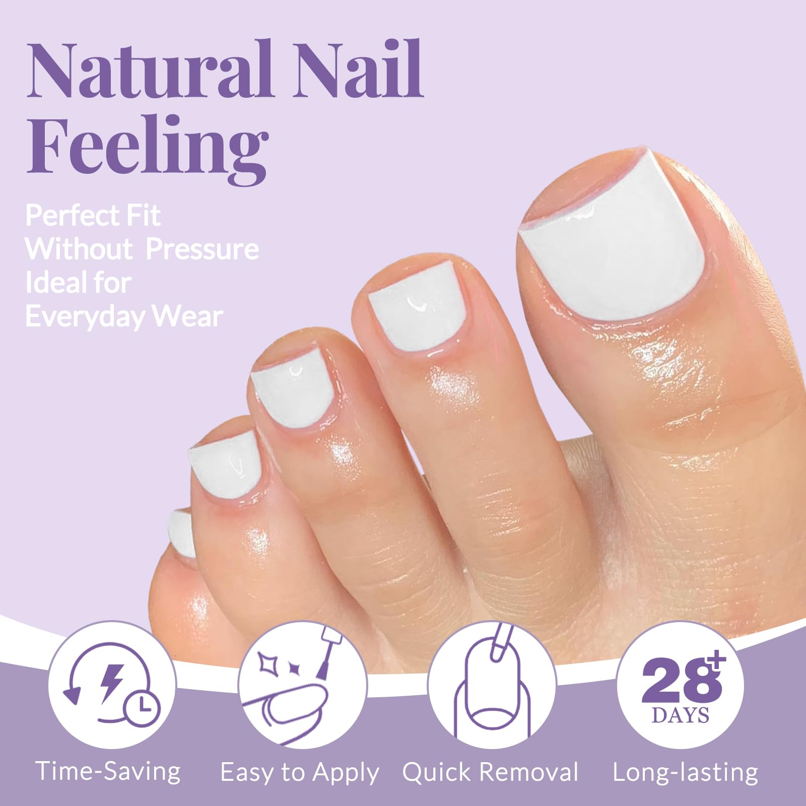 AddFavor close-up of glossy white toenail surface highlighting salon-like shine