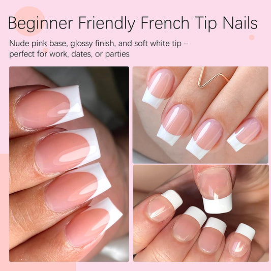 AddFavor close-up of white French tip detail showing glossy finish and precision