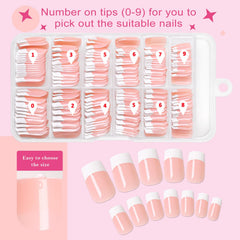 AddFavor close-up of white French tip and glossy finish for polished appearance