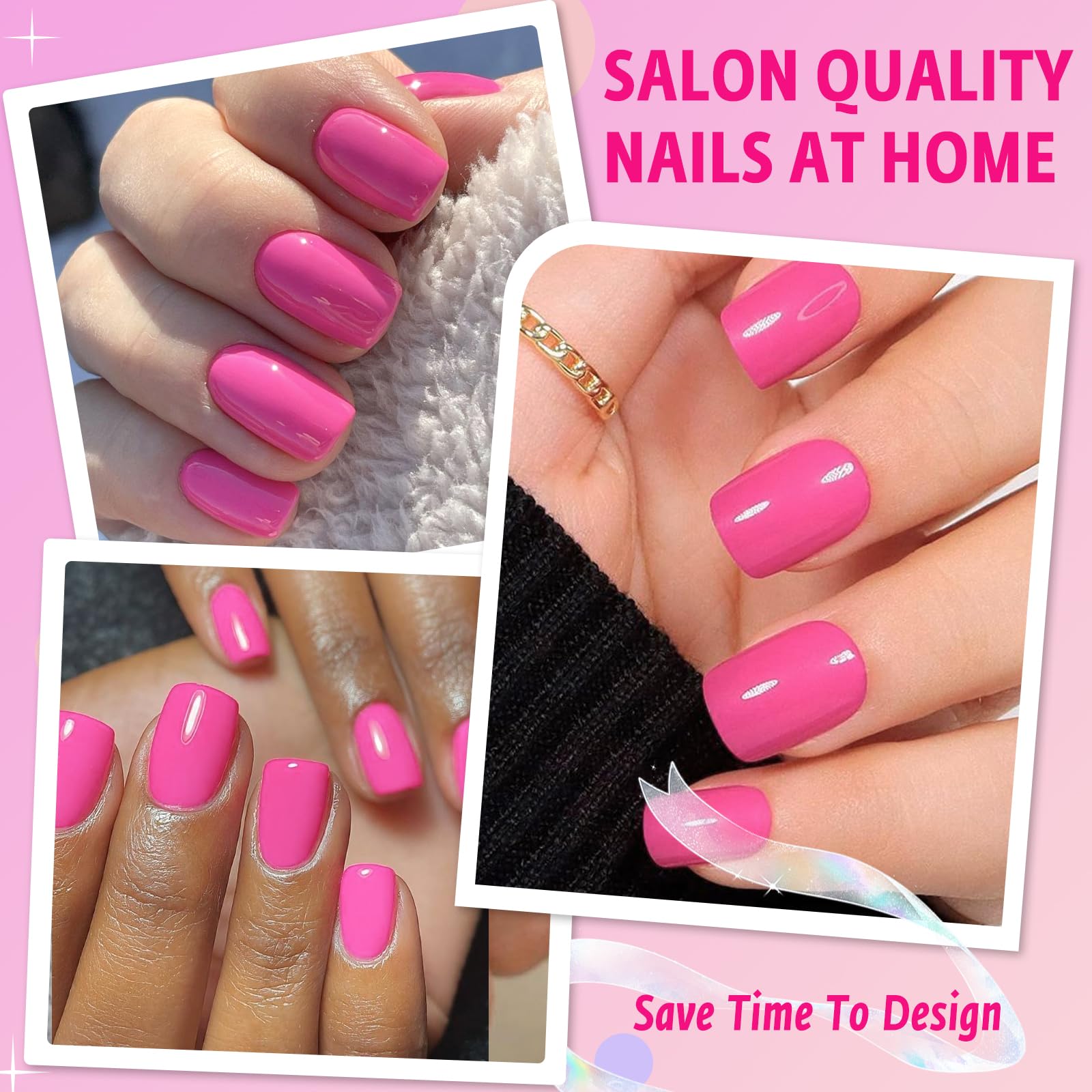 AddFavor close-up of glossy hot pink tip texture highlighting salon shine