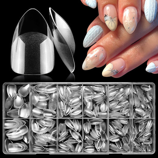 AddFavor front packaging showing 600 clear stiletto tips and quick selection benefit