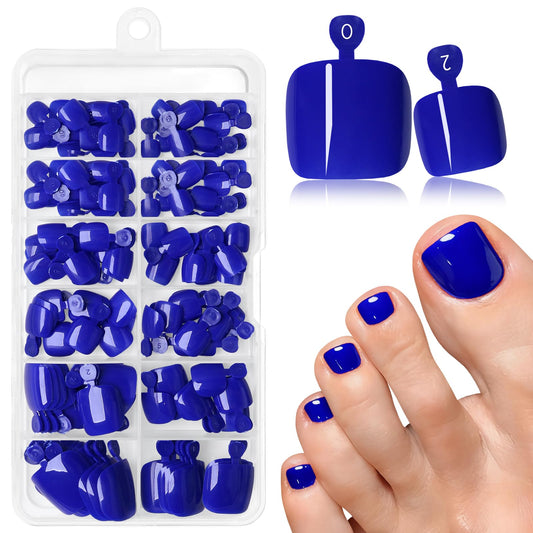 AddFavor front packaging showing blue toe press-ons, easy at-home pedicure