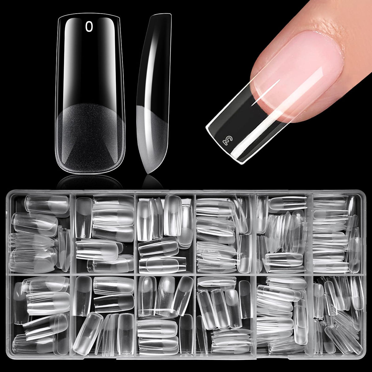 AddFavor front packaging clear box showing 300 tips and organized sizes for easy selection