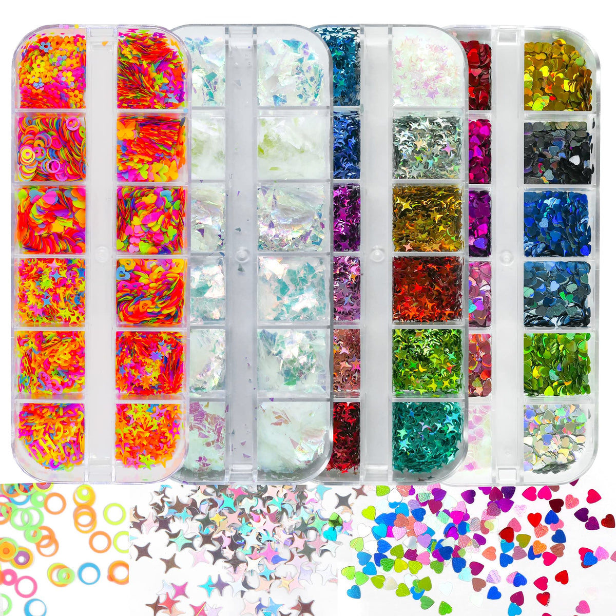 AddFavor front packaging showing four glitter boxes and tweezers, highlights kit convenience