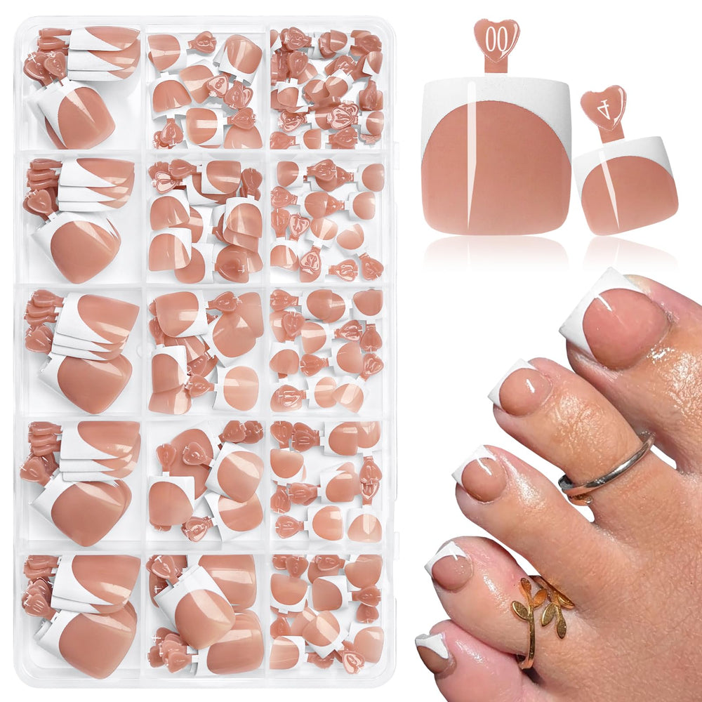 AddFavor front packaging showing full set and glossy French toe nails for quick at-home pedicure