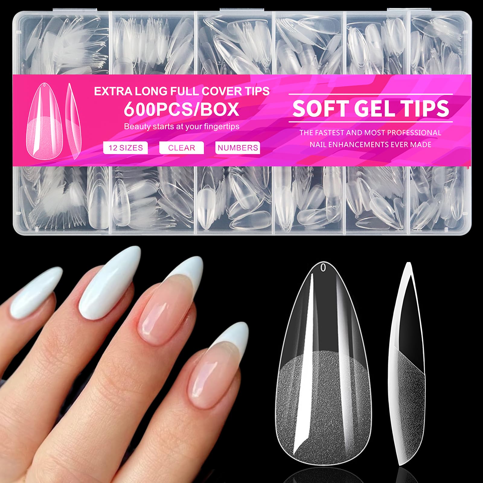 AddFavor front packaging showing 600pcs and almond shape, clear useful inventory