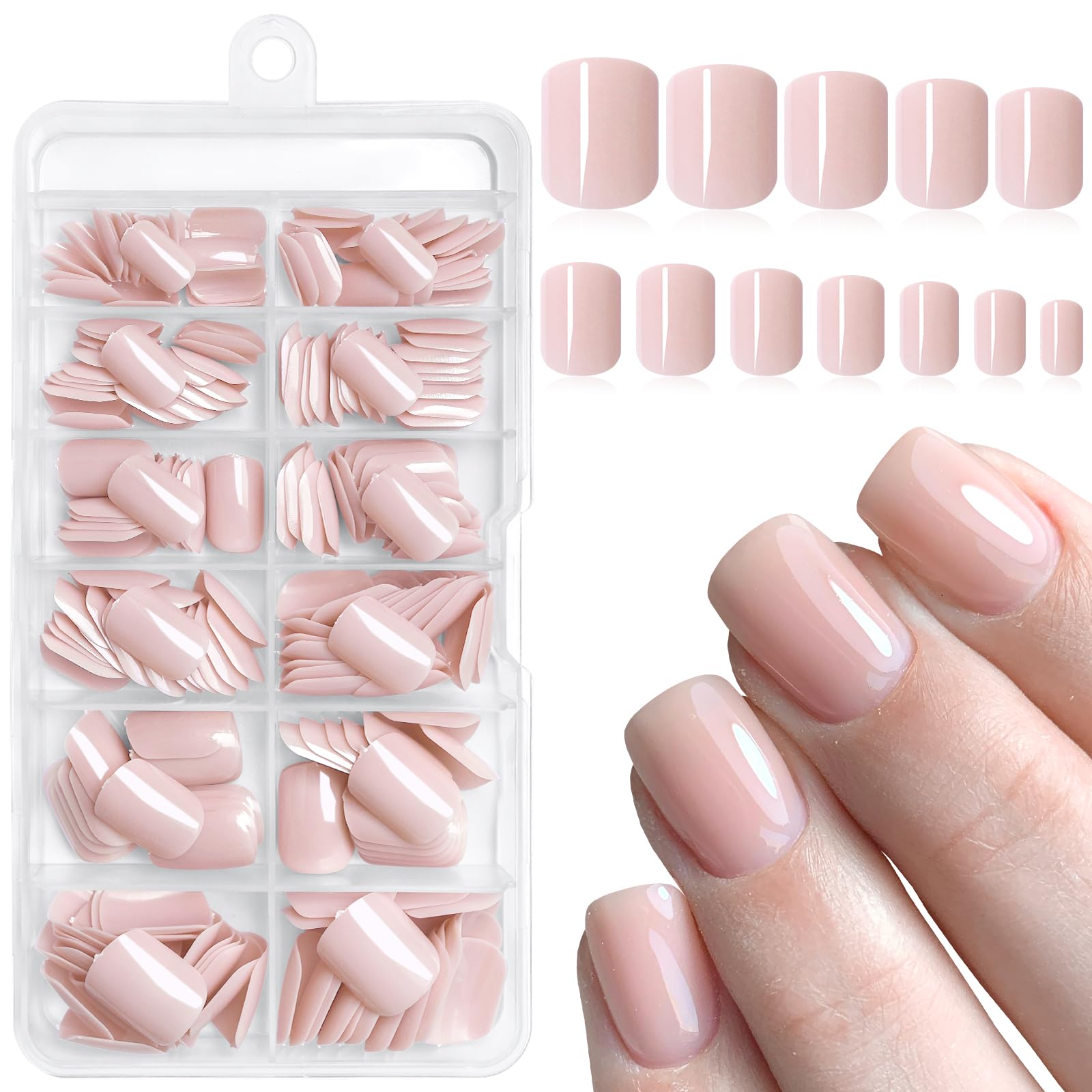 AddFavor front packaging of nude press-ons showing kit benefits