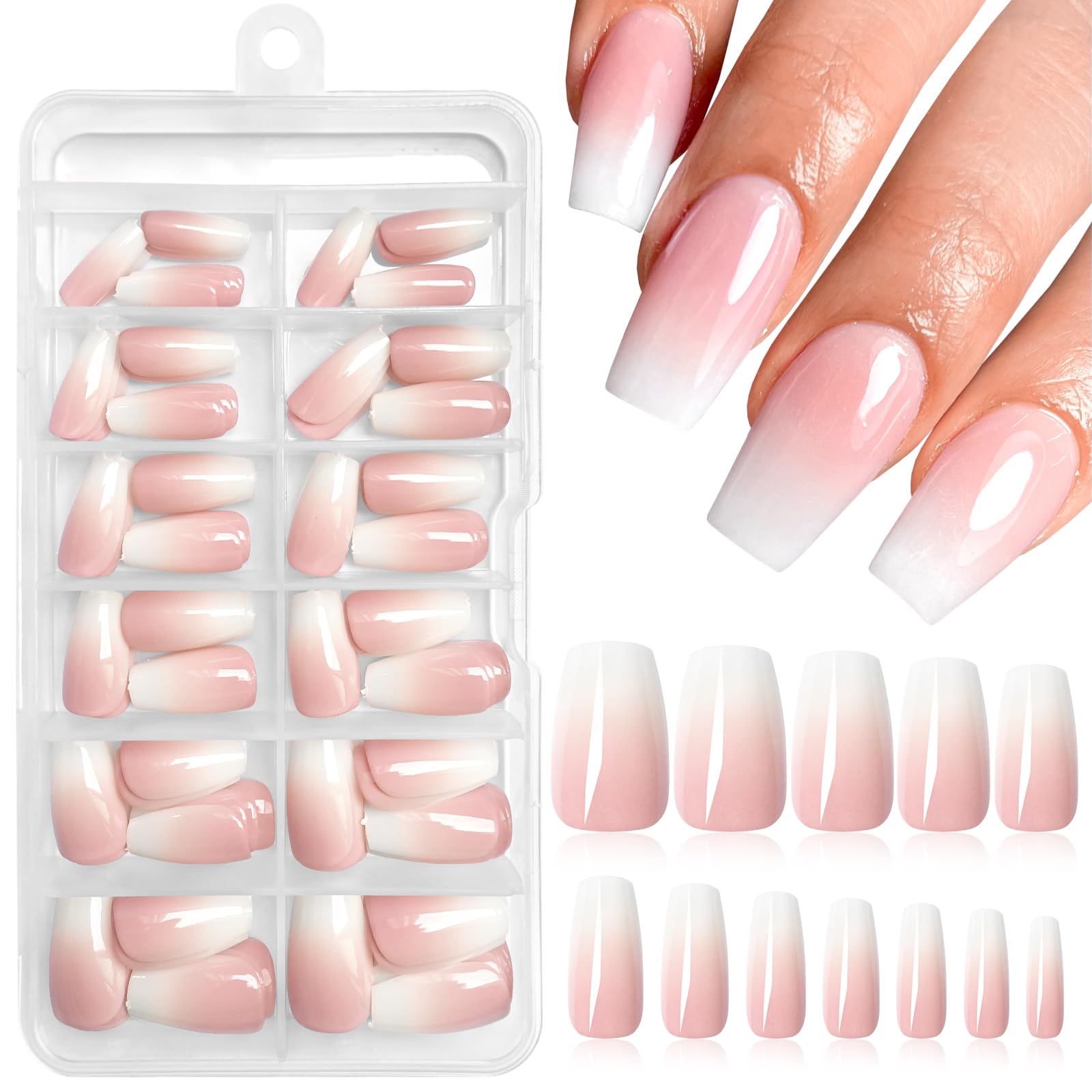 AddFavor front packaging showing 240-piece ombre nails and accessories for convenience
