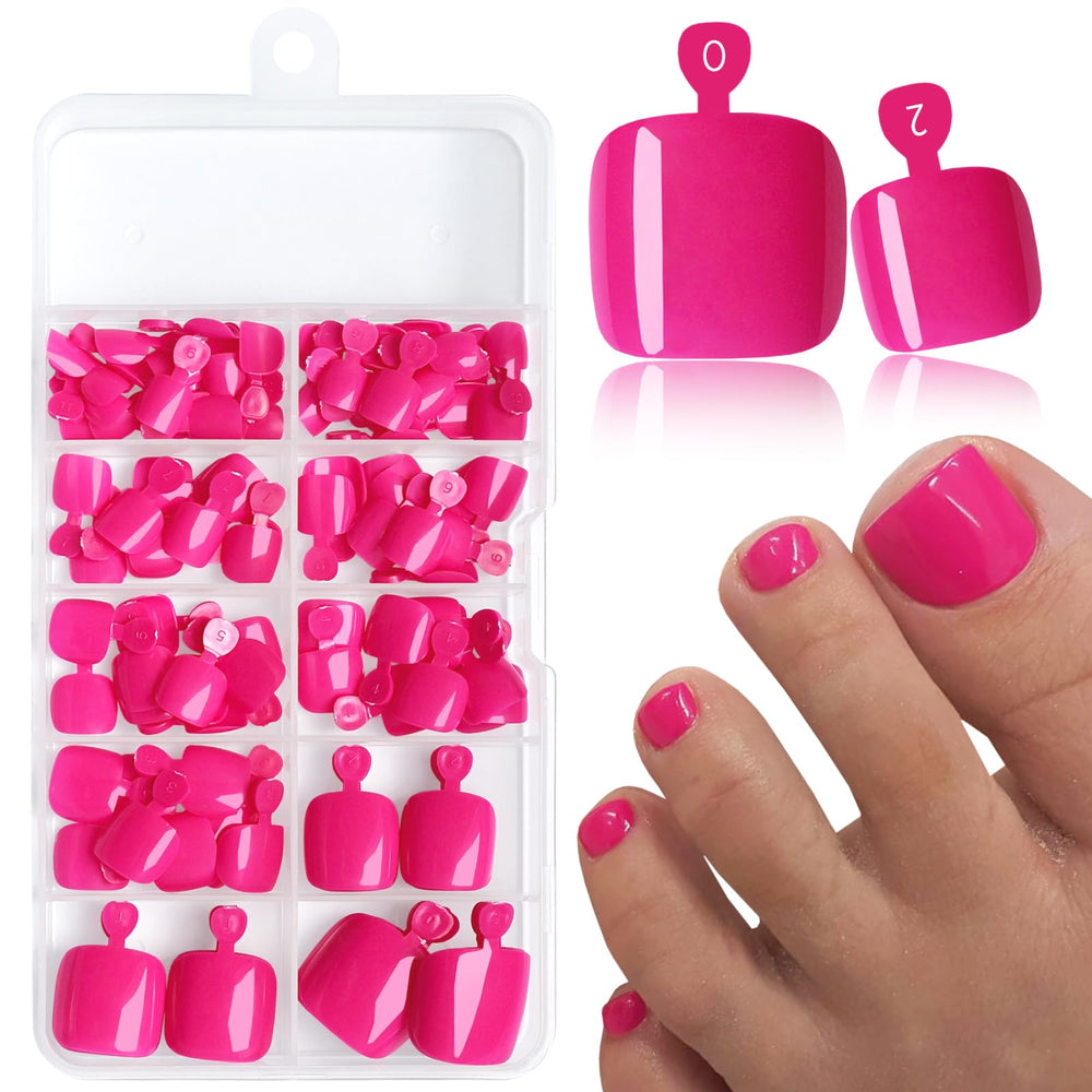 AddFavor front packaging showing rose pink press-on toenails and tools for easy salon look