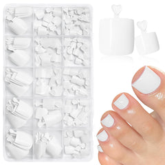 AddFavor front packaging showing 160 white toe tips and storage box for easy organization