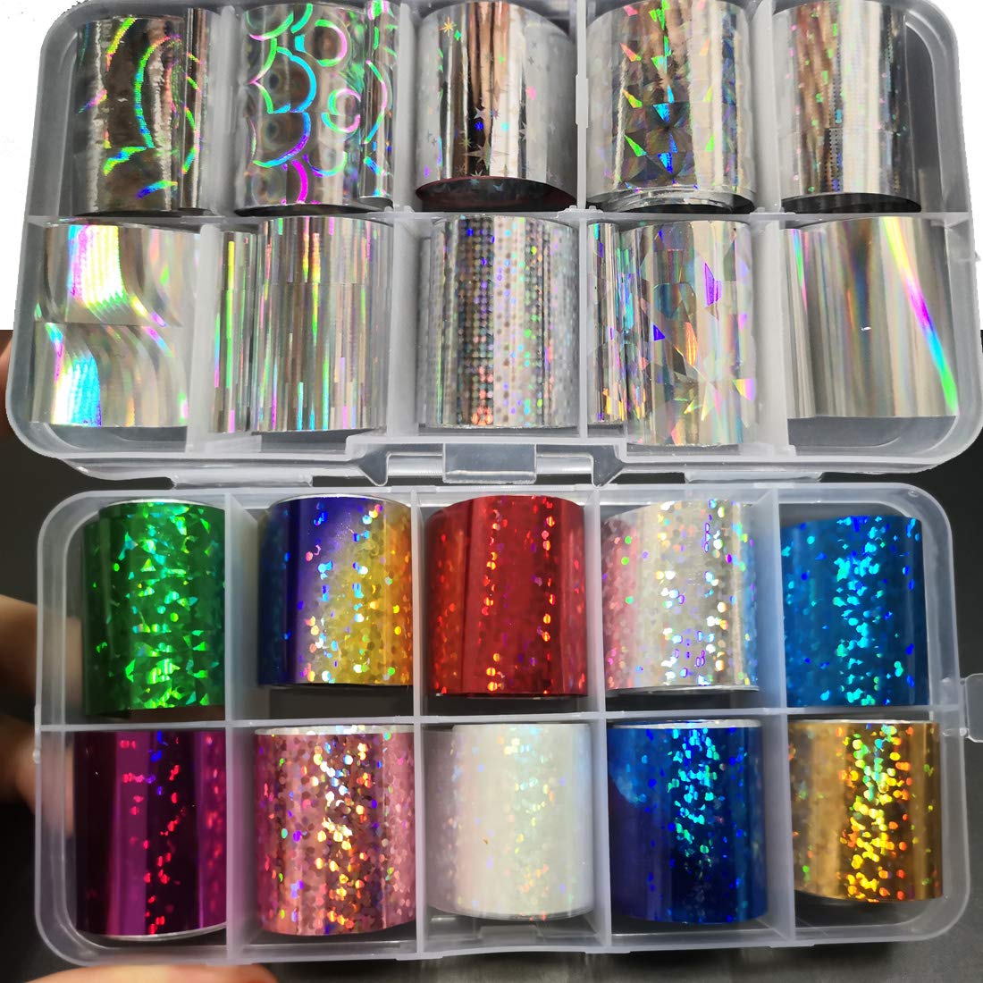 AddFavor laser texture detail of foil showing prismatic shine for eye-catching nails