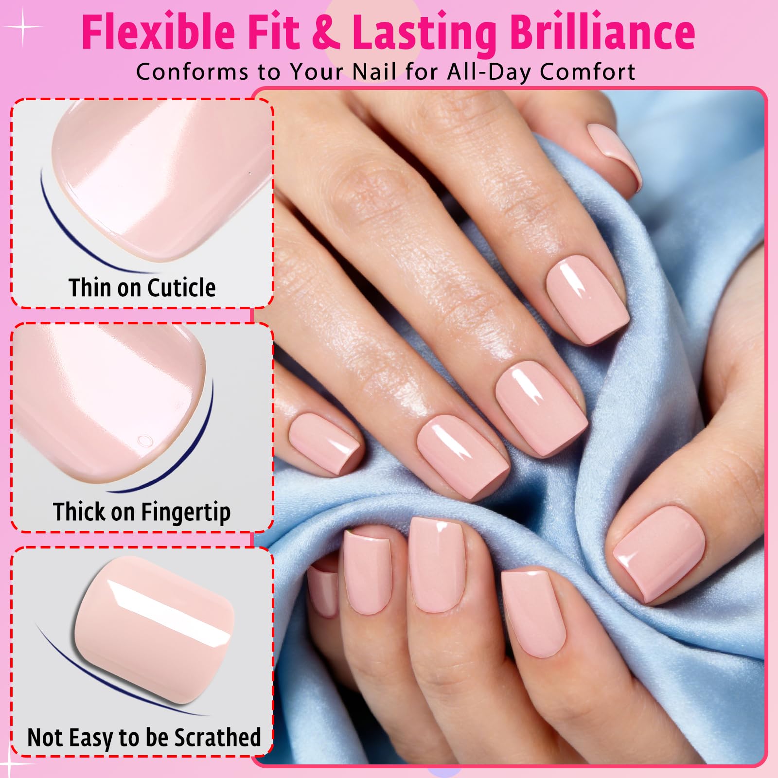 AddFavor nails in hand for scale comparison showing comfortable short length