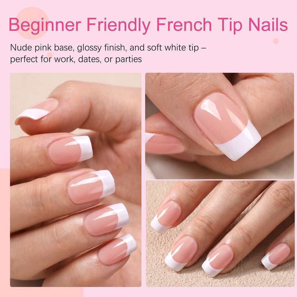 AddFavor hand applying a medium square nail demonstrating simple application