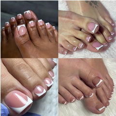 AddFavor toenails in use on toes delivering an instant polished look
