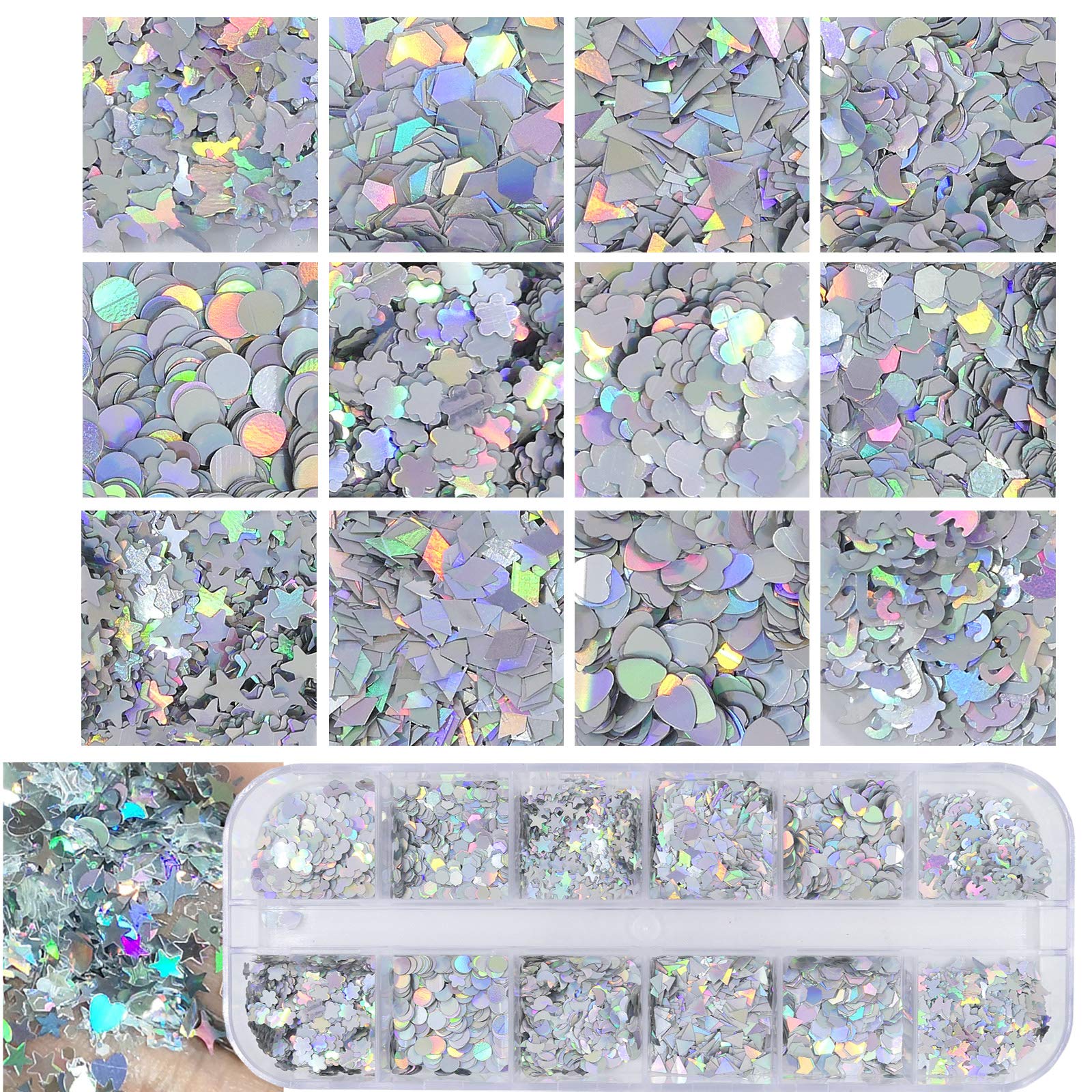 AddFavor laser silver chunky glitter close-up offering high-impact shine