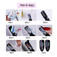 AddFavor finished manicure in lifestyle setting showing salon-style holographic shine benefit