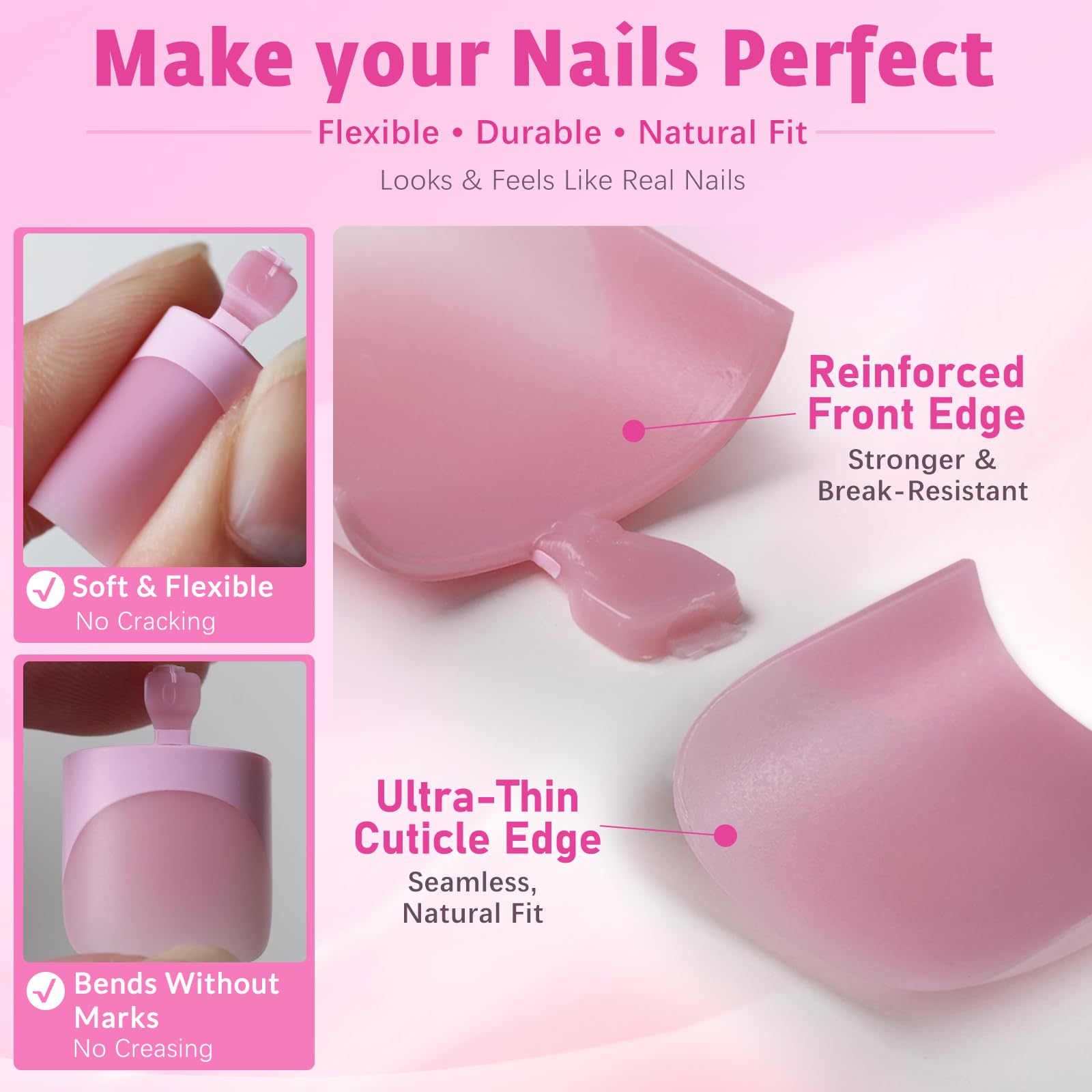 AddFavor close-up of matte pink French-tip detail highlighting salon finish and natural look
