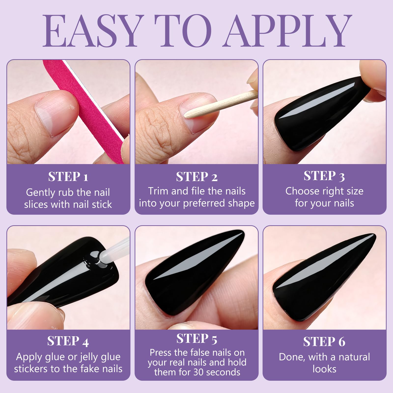 AddFavor model wearing long stiletto nails demonstrating salon-quality glossy look