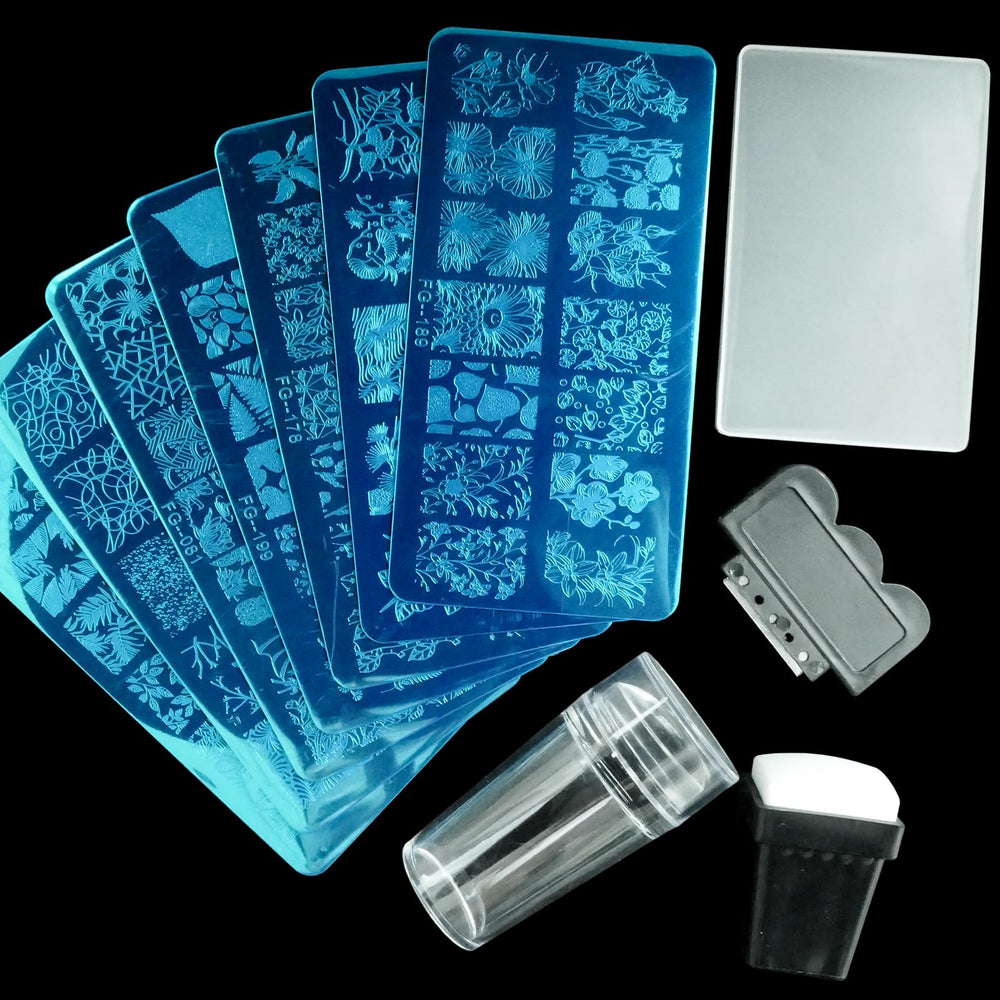 AddFavor array of seven plates showing diverse floral and animal patterns