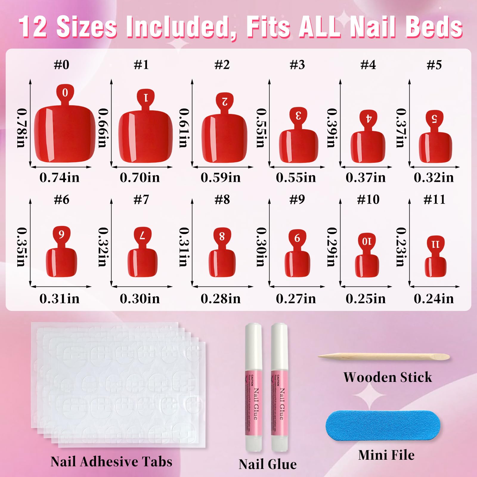AddFavor size layout with numbered tips for easy selection and fit