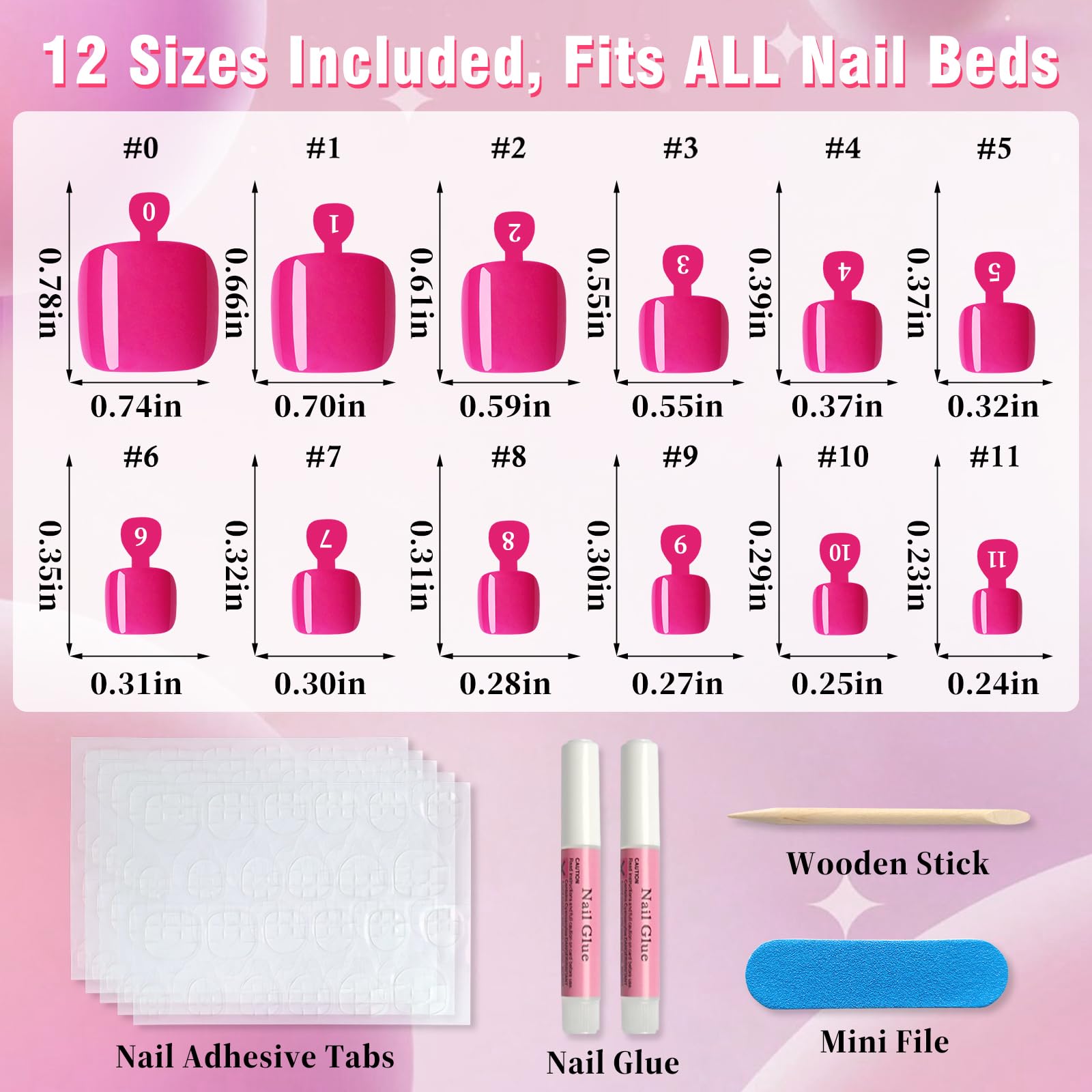 AddFavor numbered toe tips displayed to show 12 sizes for precise matching and fit