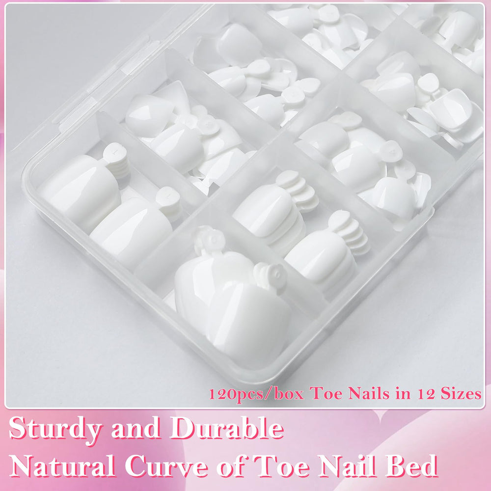 AddFavor numbered toe nail tips arranged to show 12 sizes for accurate fitting