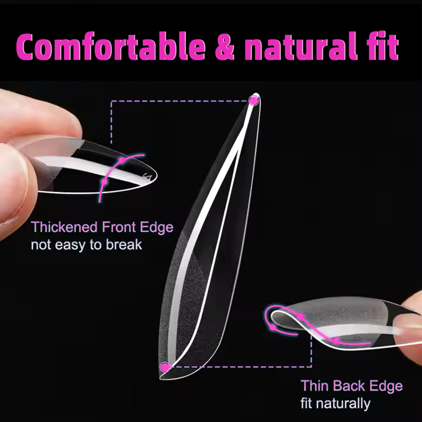 AddFavor thickness and front edge close-up showing reinforced strength and chip resistance