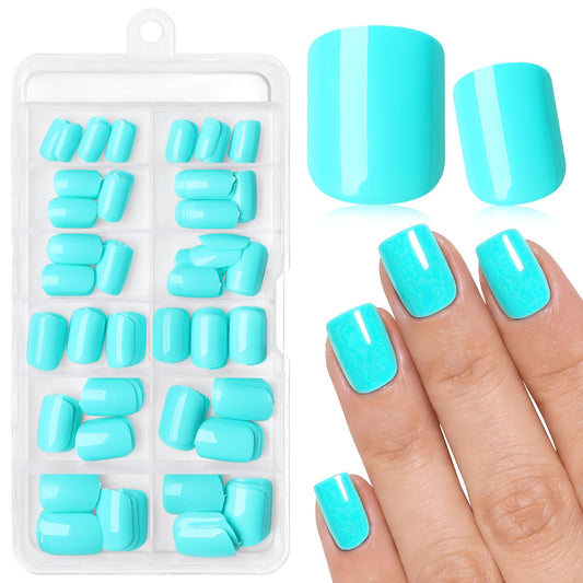 AddFavor front packaging showing 144-piece turquoise press-on kit and benefits