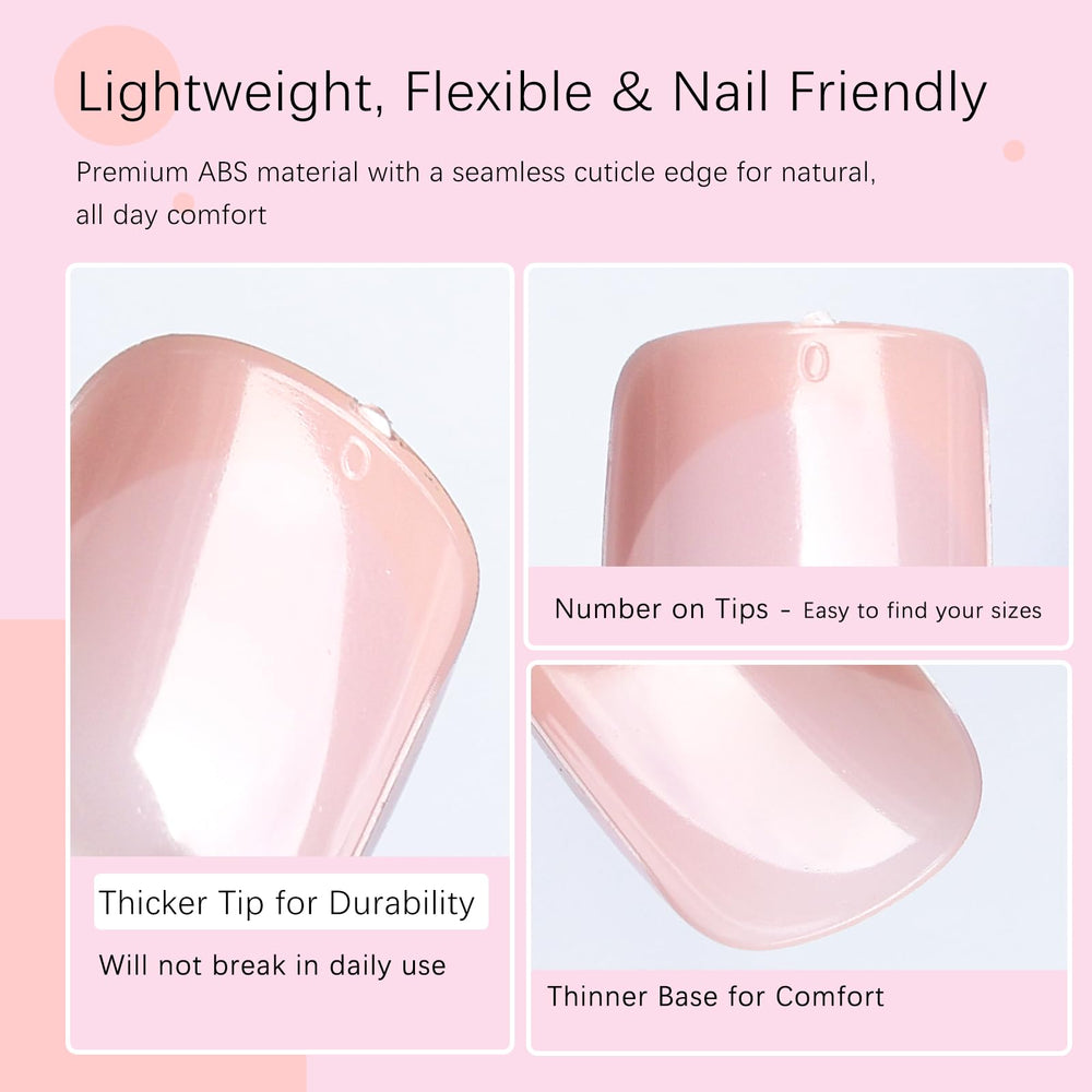 AddFavor short square nails worn on hand showing natural elegant finish