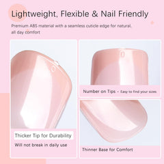 AddFavor short square nails worn on hand showing natural elegant finish