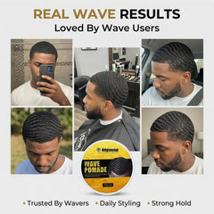 Adglamful being brushed into waves for defined 360 pattern benefit