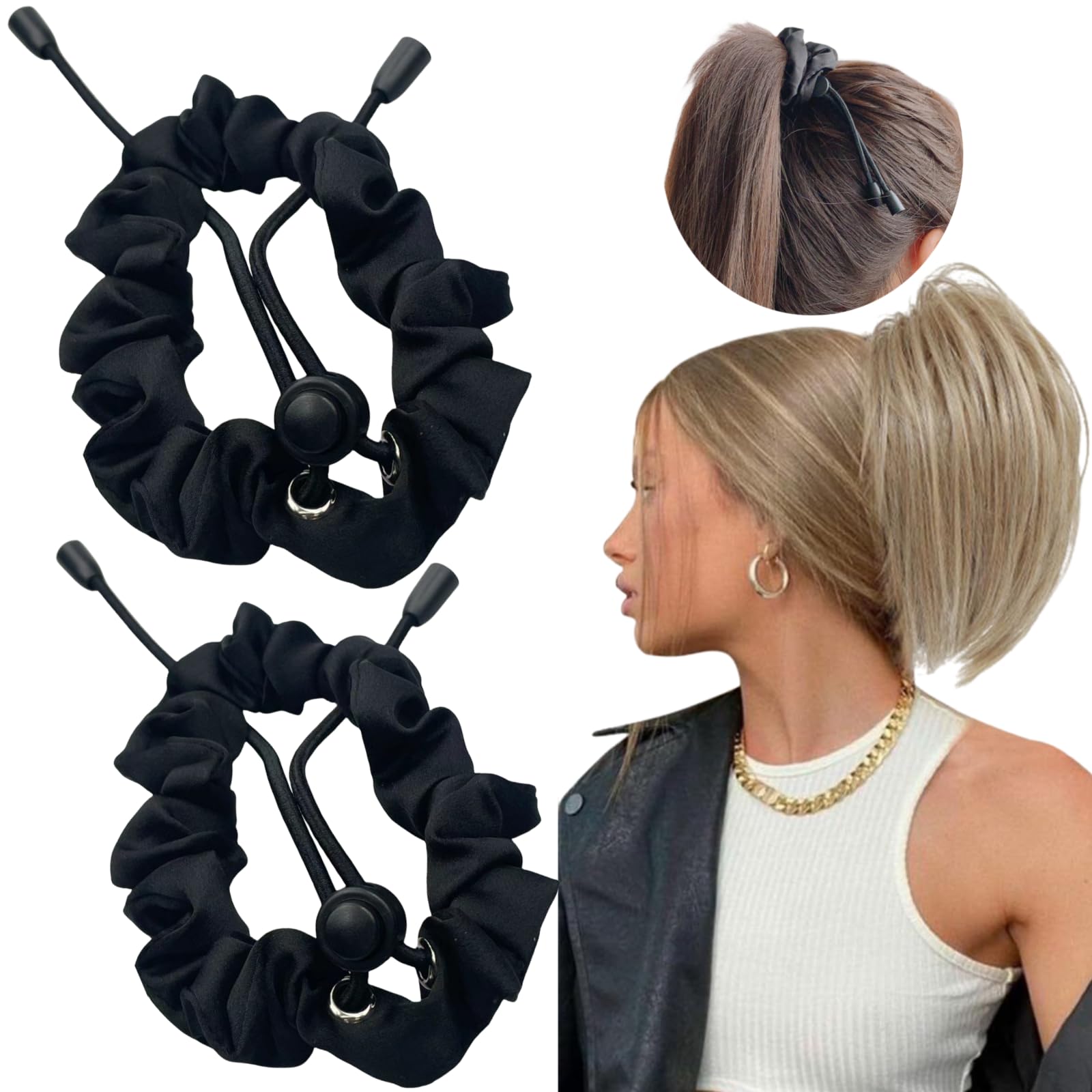 Adjust Satin Hair Tie satin texture close-up showing smooth surface and gentle care benefit