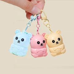ADMD bear keychain front packaging showing cute trio and quick access benefit