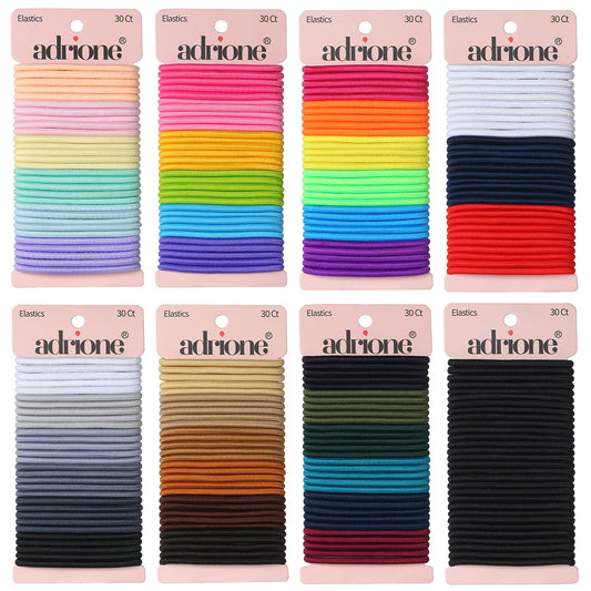ADRIONE front packaging showing 288 colorful hair ties and benefits